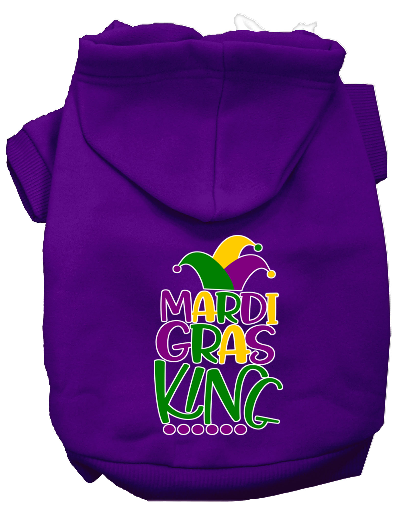Mardi Gras King Screen Print Mardi Gras Dog Hoodie Purple XS